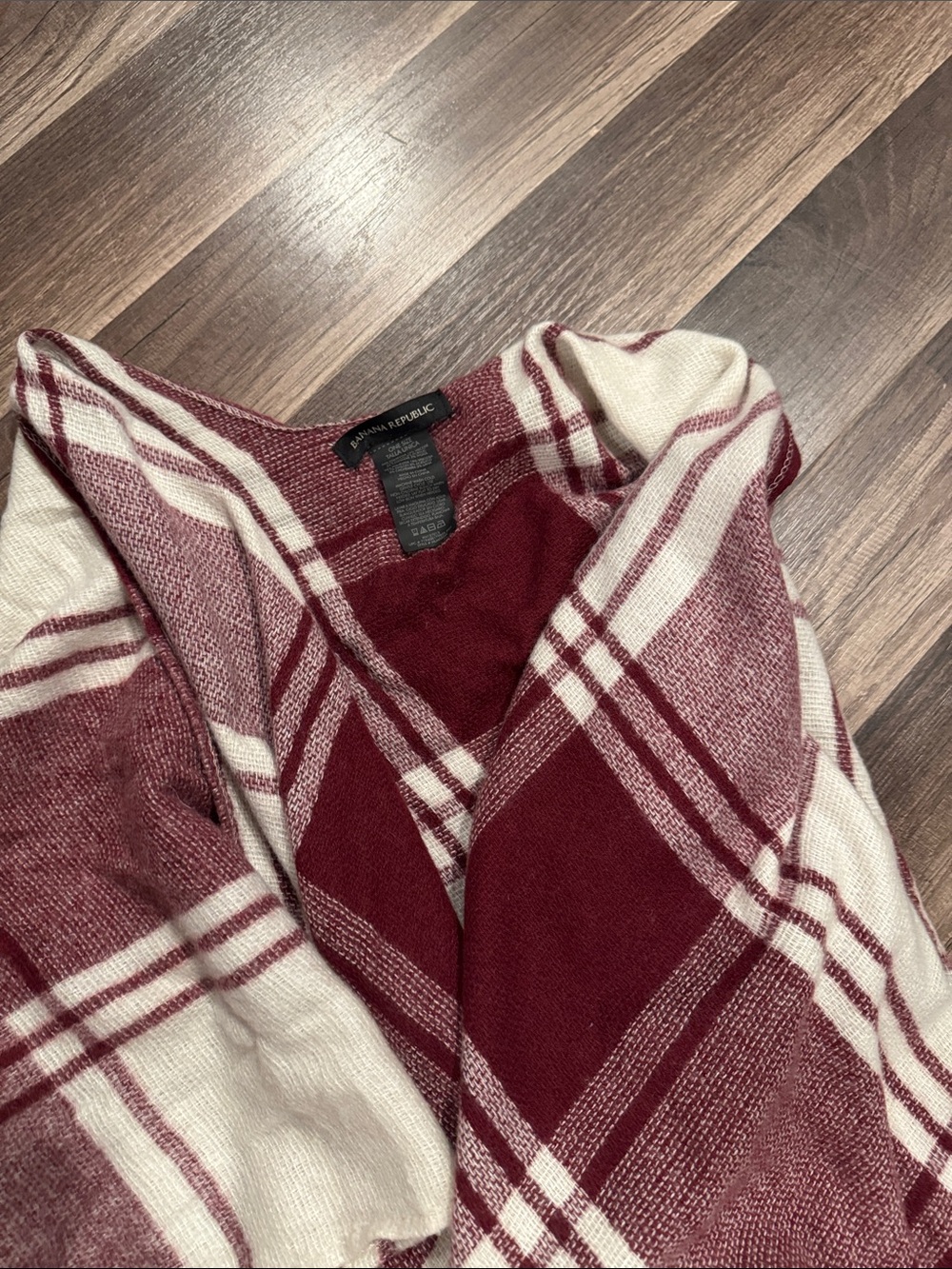Banana Republic Burgundy and Cream Plaid Cowl Sweater